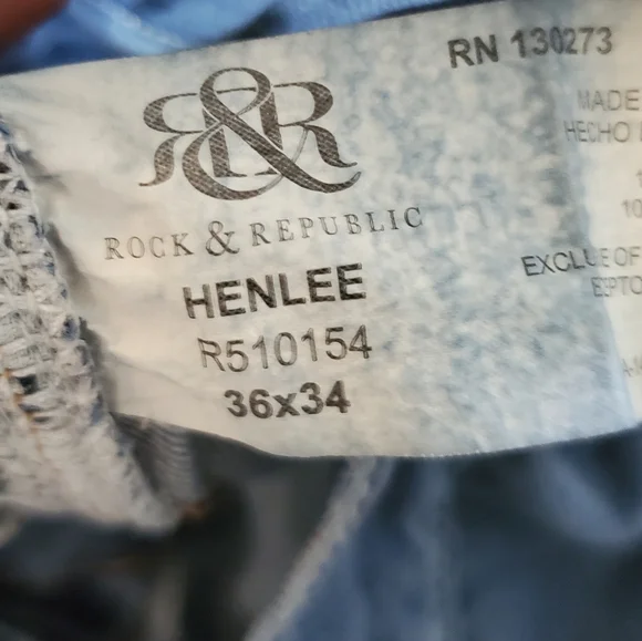 Vintage Rock Republic distressed men's jeans 36/34 Thick stitching and skulls - Picture 6 of 16